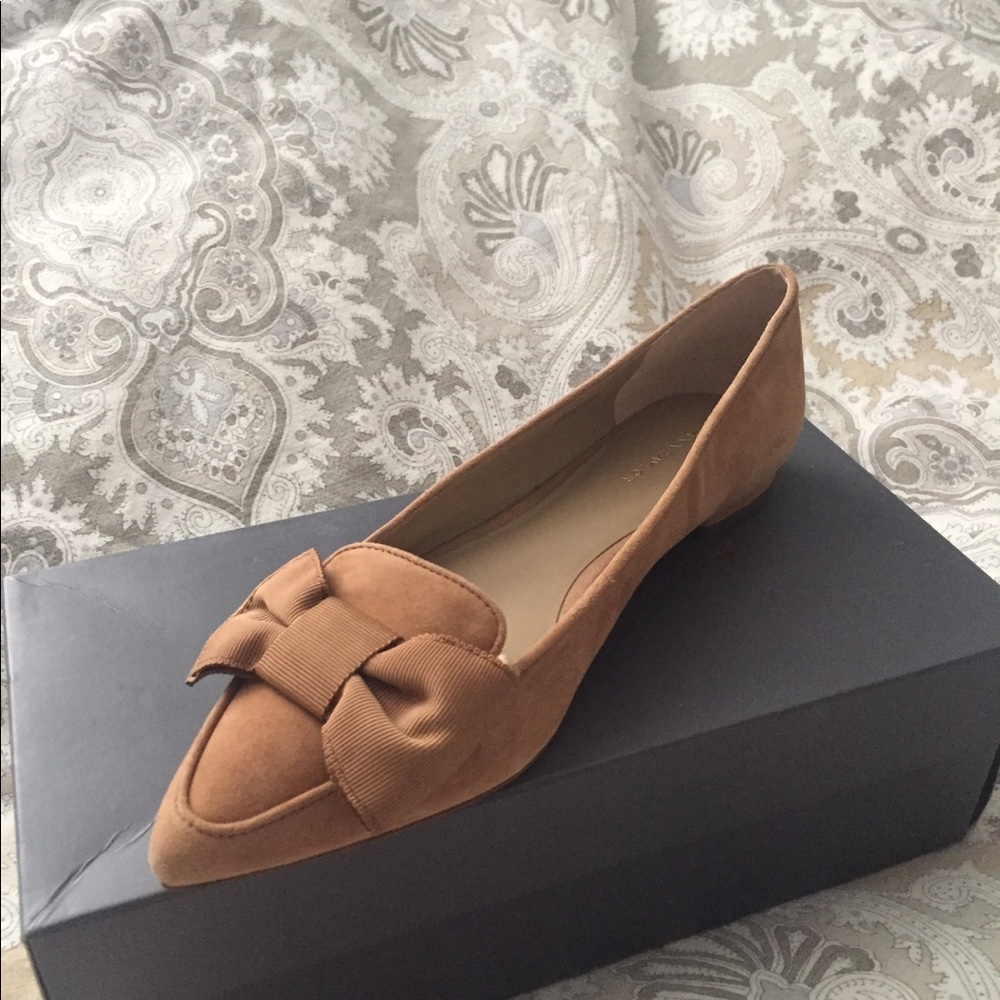 Ann Taylor Dana Suede Bow Flat